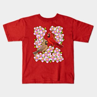 Red Cardinal Dogwood flower North Carolina Virginia Kids T-Shirt